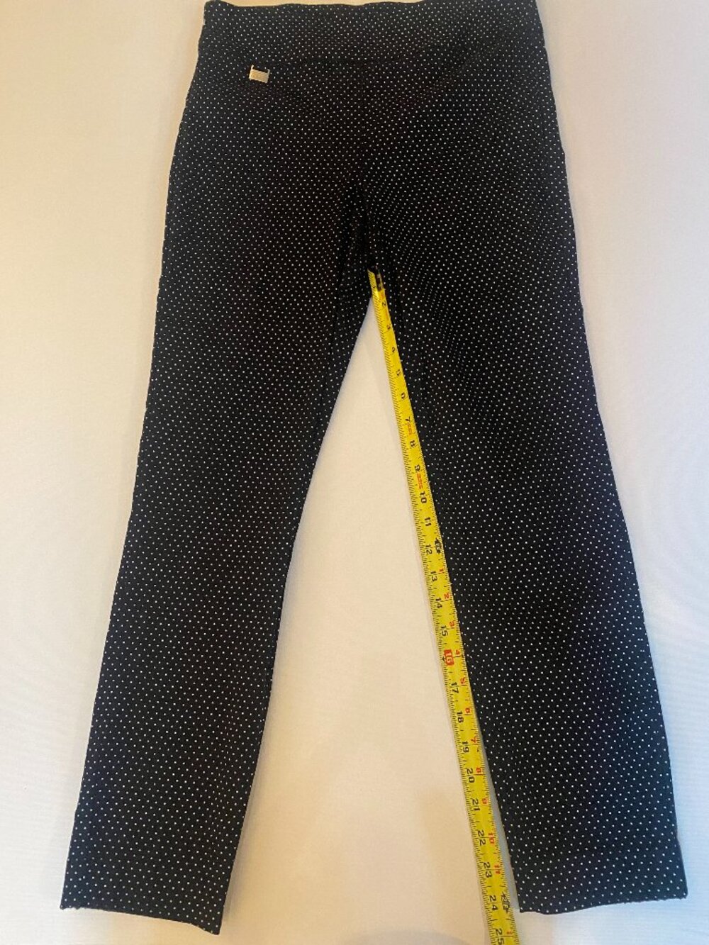 Womens Premise Black & White Tiny Polka Dot Skinny Stretch Pants sz M